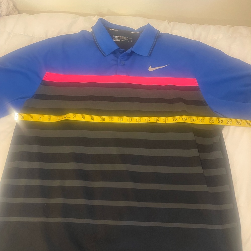Nike Golf Shirt Men's Blue and Black Polo Shirt with Dark Pink Stripe Mens XL - Picture 5 of 6